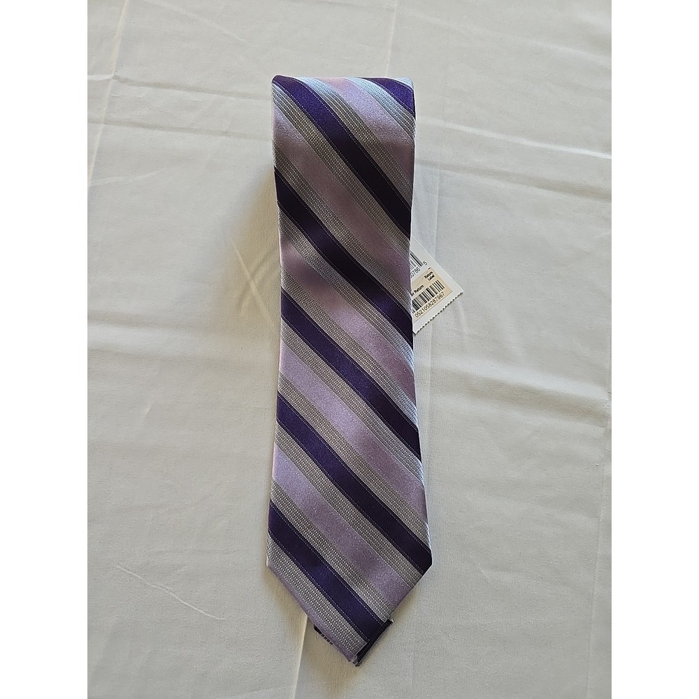 New Calvin Klein Silk Tie Purple Gray  Stripe‎ Business Casual Macy's